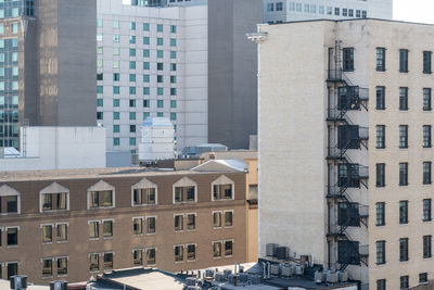 High angle view of buildings in city