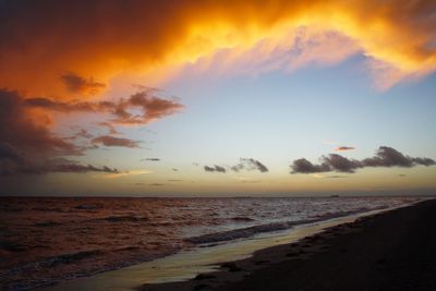 Scenic view of sea at sunset