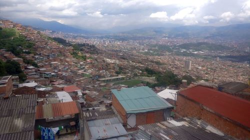 High angle view of townscape against sky