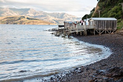 Scenic view of sea against mountains