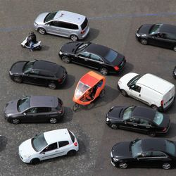 High angle view of cars on road