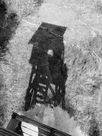 High angle view of shadow on road