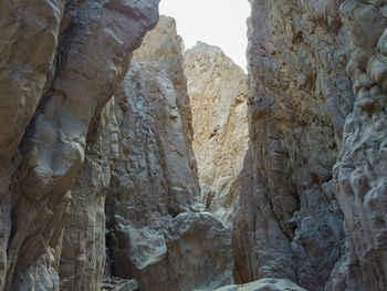 Low angle view of rock formations