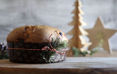 Traditional italian christmas panettone cake