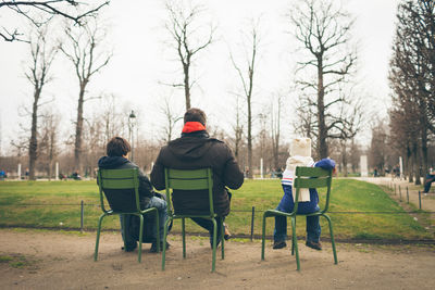 Rear view of man standing in park