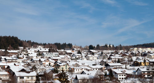 High angle view of townscape against sky