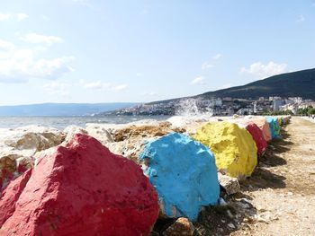 Scenic view of beach against sky