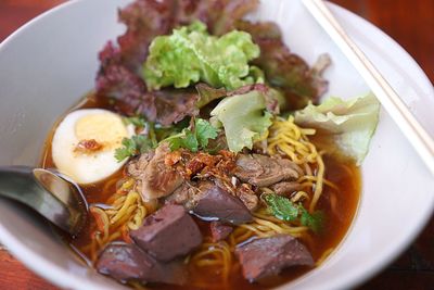 Close-up of meal served in bowl