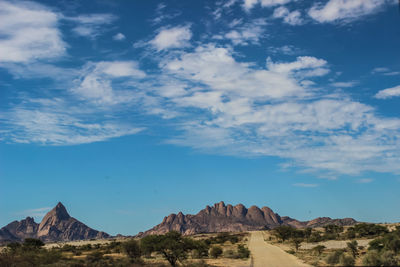 Panoramic view of landscape against cloudy sky