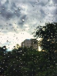 Close-up of water drops on glass