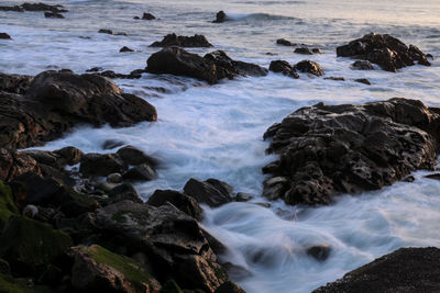 Scenic shot of rocks in sea