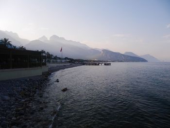 Scenic view of sea against clear sky