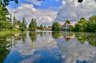 Scenic view of lake against sky