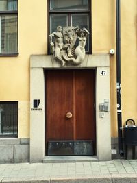 Closed door of building