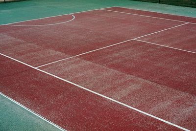 High angle view of basketball court