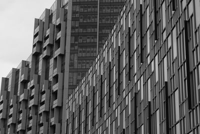 Low angle view of modern building against clear sky