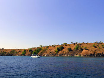 Scenic view of sea against clear sky