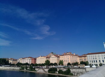 View of city against blue sky