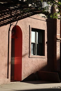 Closed door of building