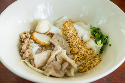 High angle view of meal served in plate