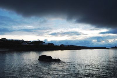 Scenic view of sea against cloudy sky