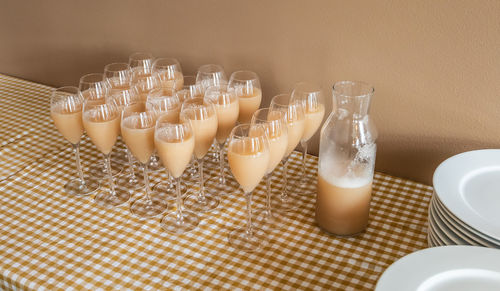 Close-up of wine glass on table