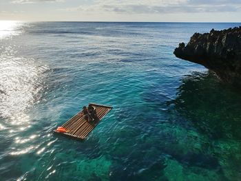 High angle view of sea against sky