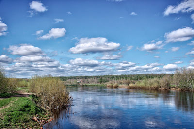 Scenic view of lake against sky