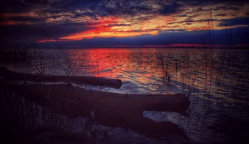 Scenic view of sunset over sea