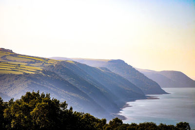 Scenic view of mountains against clear sky