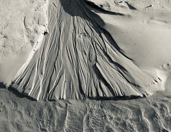 High angle view of snow covered land