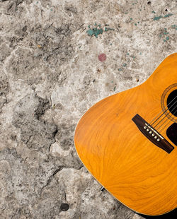 High angle view of guitar