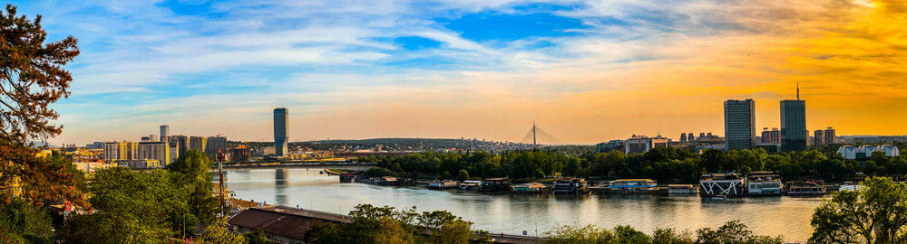 High angle view of cityscape against sky