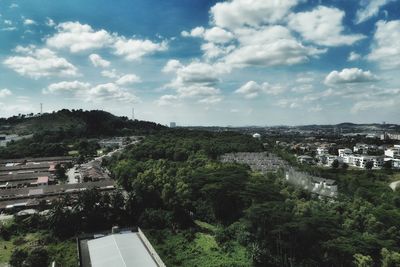 High angle view of townscape against sky