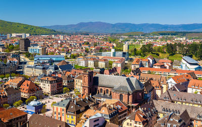 High angle view of townscape against sky