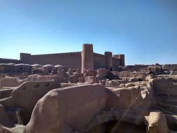 Old ruins against clear blue sky