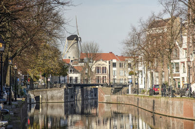 Schiedam  canal and windmill in autumn