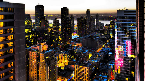 City skyline at dusk