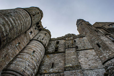 Low angle view of old ruins against clear sky