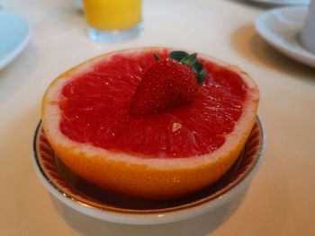 High angle view of dessert on table