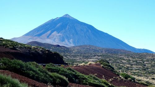 Scenic view of mountains against clear sky