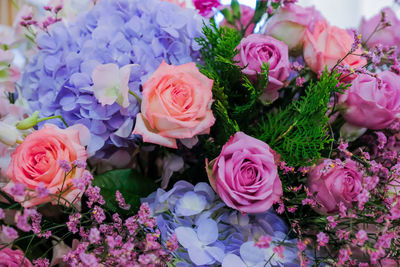 High angle view of rose bouquet