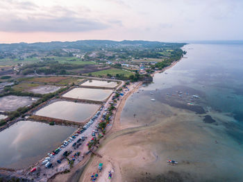 High angle view of people on beach