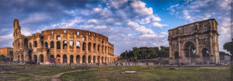 Panoramic view of historical building against cloudy sky