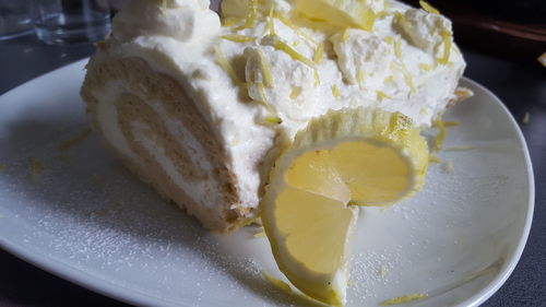 High angle view of ice cream in plate