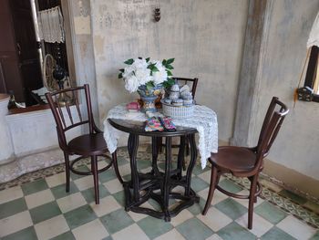 Empty chairs and table at home