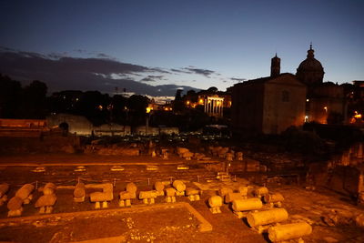 View of cemetery against sky at night