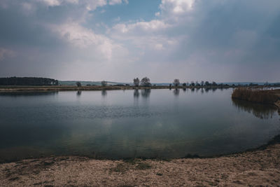 Scenic view of lake against sky