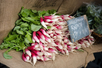 Close-up of various vegetables for sale in market