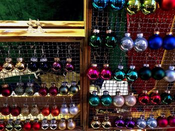 Close-up of multi colored bottles